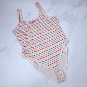 Rare Vintage 1990’s Nike One Piece Retro Rainbow Stripe Swimsuit – Size Large